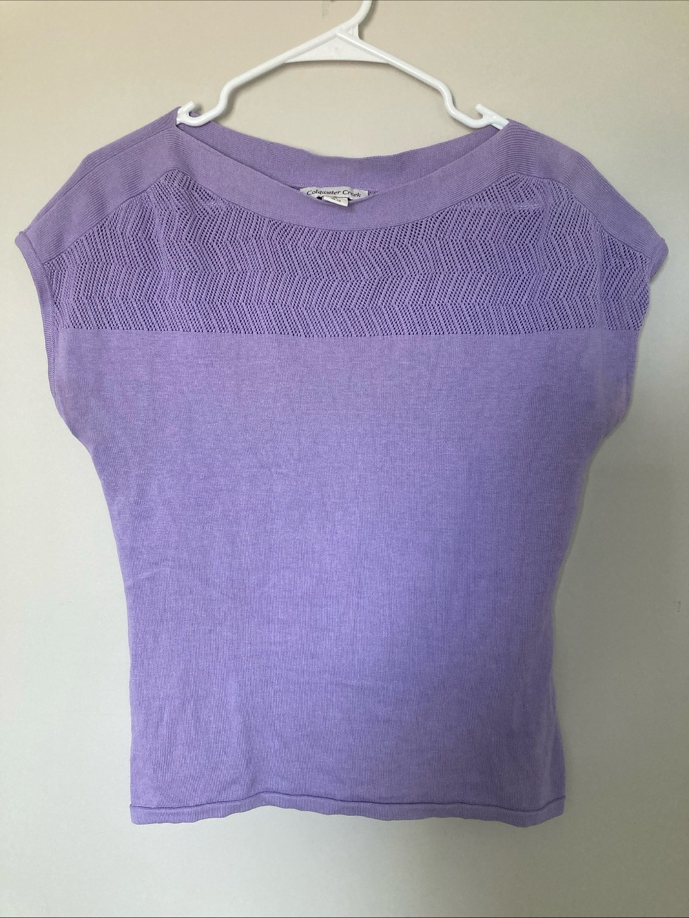 Coldwater Creek Lilac Silk Cotton Knit Short Sleeve Boat Neck T-Shirt M